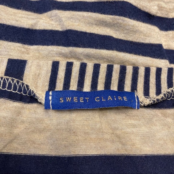 Sweet Claire 2x Navy & Cream Stripe T-shirt - Picture 2 of 8
